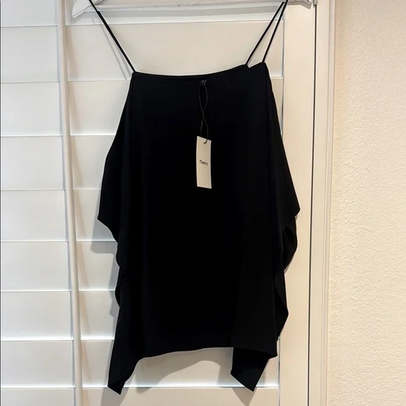 THEORY NWT Petteri Rosina Crepe Camisole Cami Tank Top Blouse S Black - Picture 6 of 10